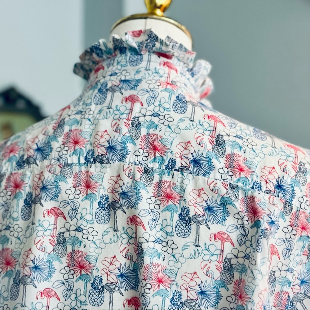 Floral Ruffle Button Down Shirt - Picture 6 of 8